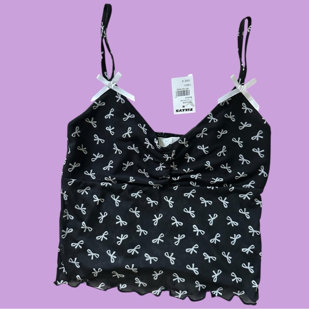 NEW Bow print cami mesh top